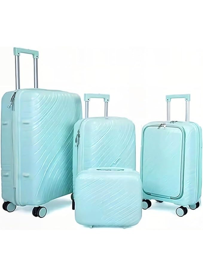 5-Piece Hardshell Luggage Set with 8-Spinner Double Wheels & Cosmetic Bag, Lightweight Water-Resistant Travel Trolley Suitcases with Secure Lock, Light Green - Image 1